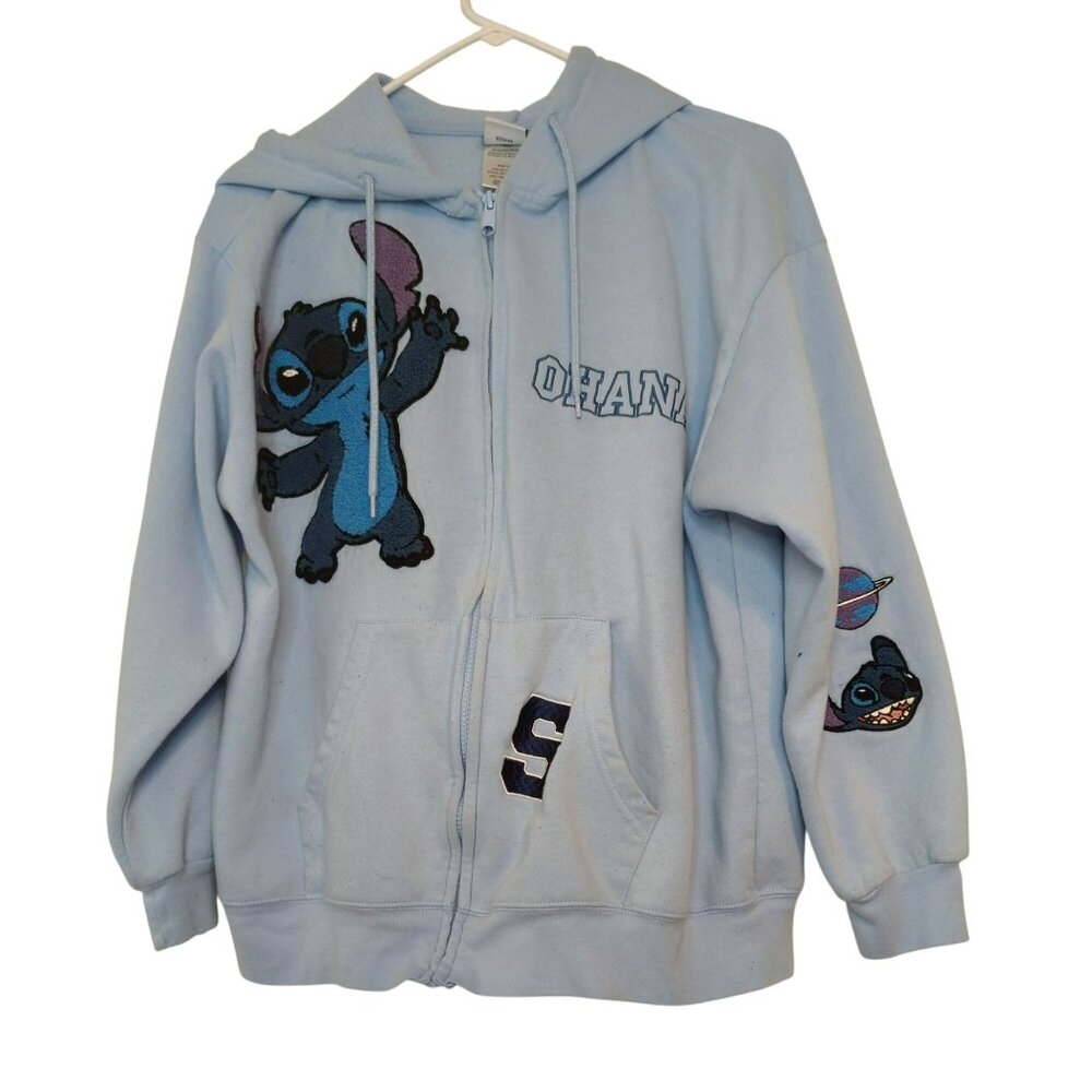 Disney Stitch Light Blue Hoodie Ohana & Planet Graphics - Womens XL